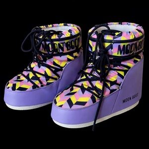 Moon Boot Icon Low Optical Lilac Cyber Lime – Excellent condition